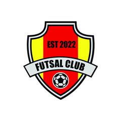 Football professional logo in flat style soccer ball and shield with stars sport games