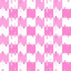 White and pink mosaic checkerboard seamless pattern background. Vector illustration.
