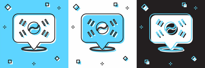 Set Location South Korea icon isolated on blue and white, black background. Vector