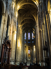 Main nave of gothic Saint-Eustache church