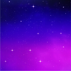 Naklejka na ściany i meble Space background, realistic violet nebula, star.