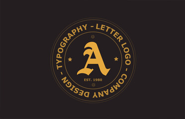yellow brown A vintage alphabet letter logo icon design. Creative template for badge and label