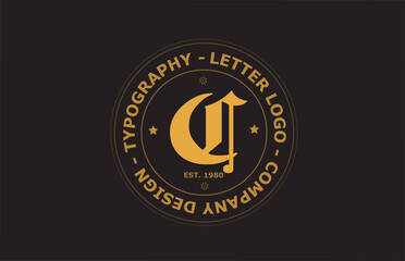 yellow brown C vintage alphabet letter logo icon design. Creative template for badge and label