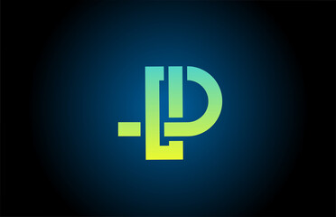 Obraz premium green line alphabet P letter logo icon design. Creative template for company and business