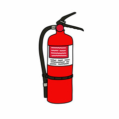 Obraz premium fire extinguisher doodle icon, vector color line illustration