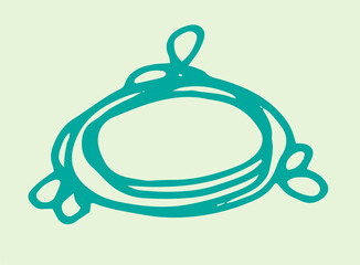oval frame of emerald lines with curls. the border is empty in the center for text with a green line drawn by hand in the style of a doodle. horizontal template with rounded edges and swirled lines