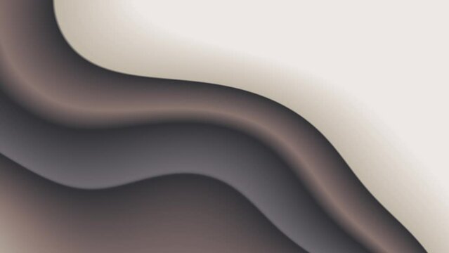 Cream and grey abstract moving background for design and digital art. Taupe white sand anthracite color gradient animation for visual effects. Wavy silk texture. Anthracite sands concept
