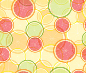 citrus seamless pattern , summer fruit  vector background of lemon orange lime grapefruit slices