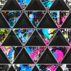 Grunge triangle seamless pattern. - 486139614