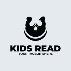 Kids reading logo designs template