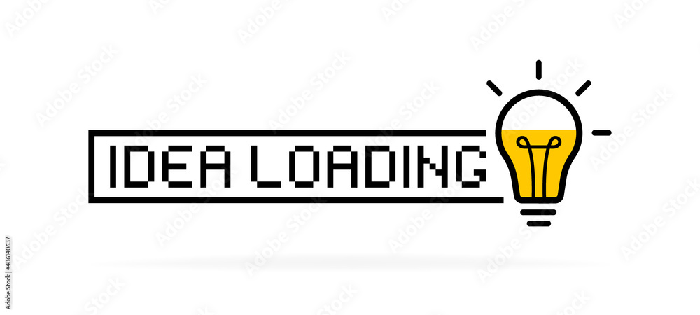 Aufkleber idea loading concept with light bulb and loading bar. big idea, innovation and creativity. pixel sty