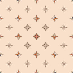 Simple seamless abstract pattern with compass wind rose. Vector illustration.