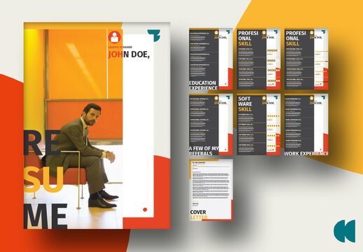Resume Layouts with Orange Accents