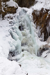 Zhenetskyi ( Zhenetsʹkyy ) Huk waterfall in ice - obrazy, fototapety, plakaty