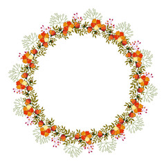 wreath of flowers on white