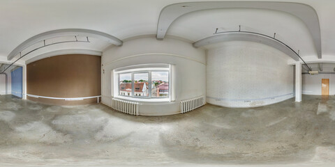 empty room with repair and brick walls in full seamless spherical hdri 360 panorama in interior...