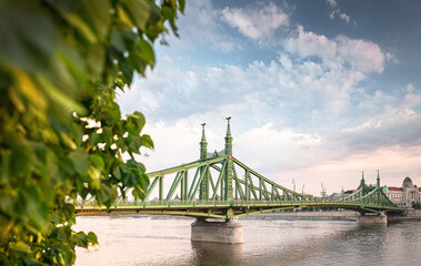 Iconic bridge of Budapest, Liberty Bridge in summer