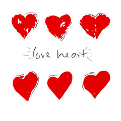 Collection of illustrated heart icons.	