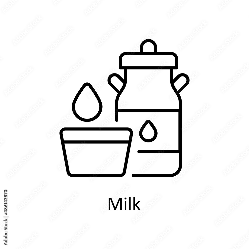 Poster milk vector outline icon for web isolated on white background eps 10 file