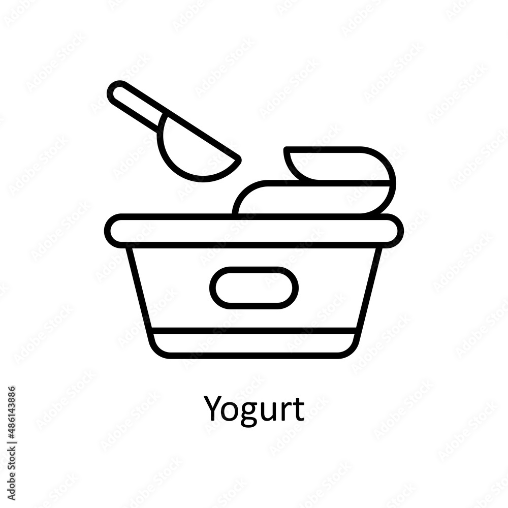 Poster yogurt vector outline icon for web isolated on white background eps 10 file