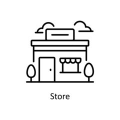 Store vector Outline icon for web isolated on white background EPS 10 file