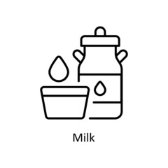 Milk vector Outline icon for web isolated on white background EPS 10 file
