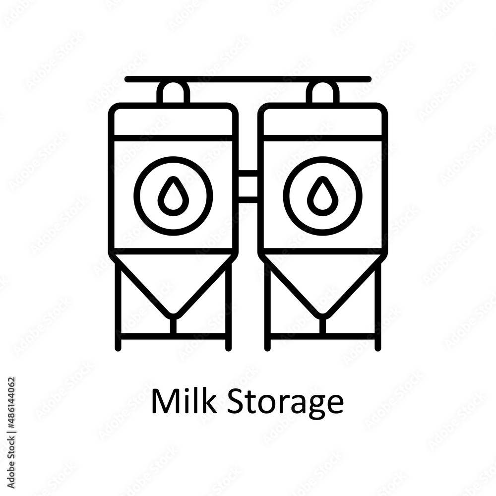 Poster milk storage vector outline icon for web isolated on white background eps 10 file