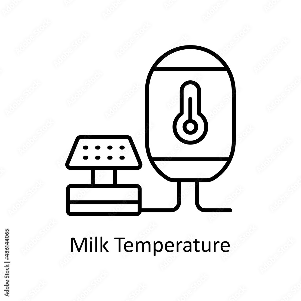 Poster milk temperature vector outline icon for web isolated on white background eps 10 file
