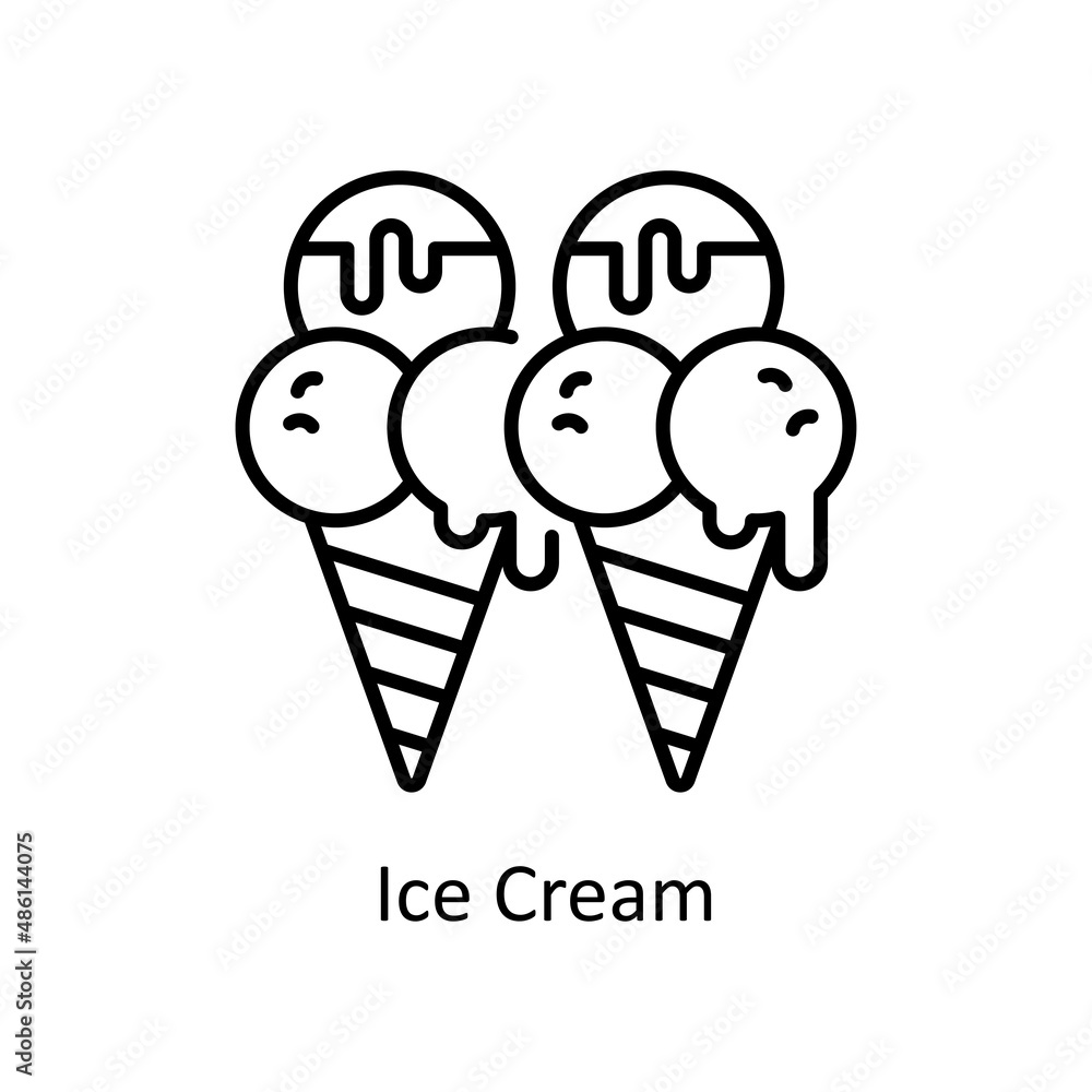 Poster ice cream vector outline icon for web isolated on white background eps 10 file