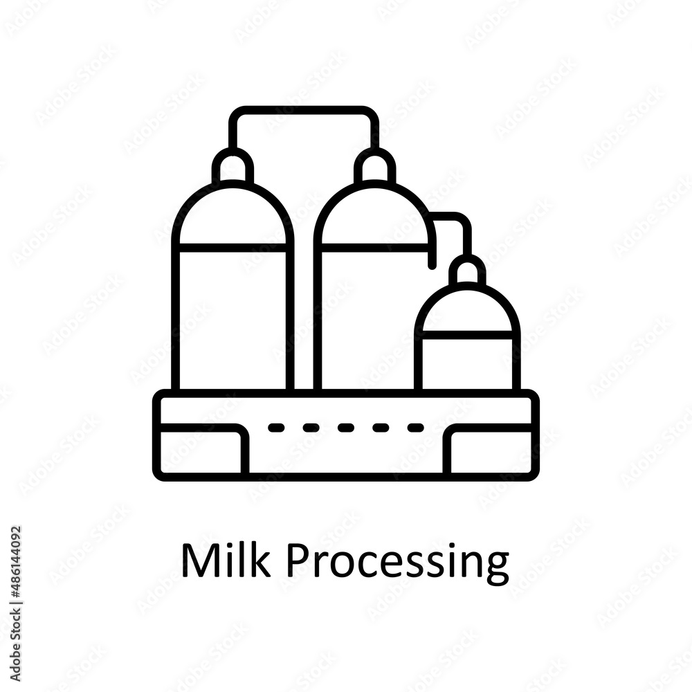 Poster Milk Processing vector Outline icon for web isolated on white background EPS 10 file