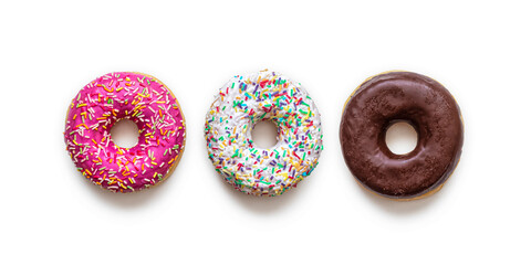 Fresh donuts with multicolored glaze