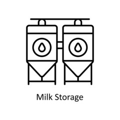 Milk Storage vector Outline icon for web isolated on white background EPS 10 file