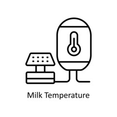 Milk Temperature vector Outline icon for web isolated on white background EPS 10 file