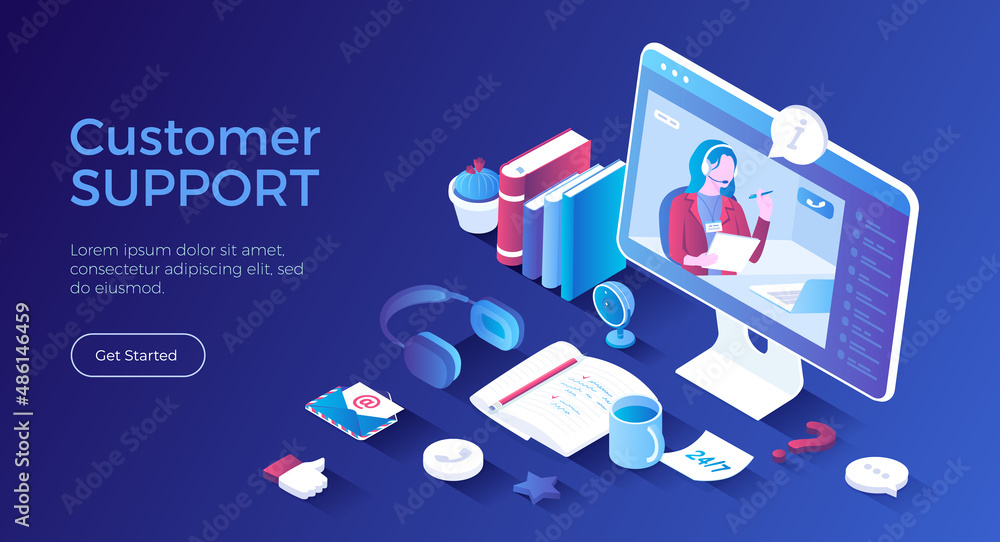 Poster customer service, support, technical assistant or call center. hotline helpdesk. professional online