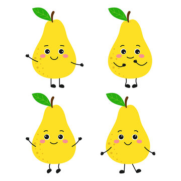cartoon pear characters set in flat style