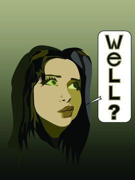 vector illustration depicting the face of a girl with a questioning expression for the design of illustrations, banners, posters in order to reveal the depicted topic