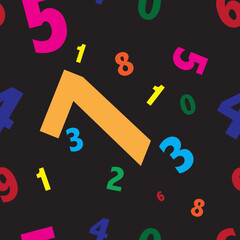 Vector seamless pattern for school with colours numbers