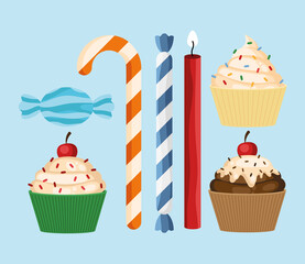 seven cupcake pastry icons