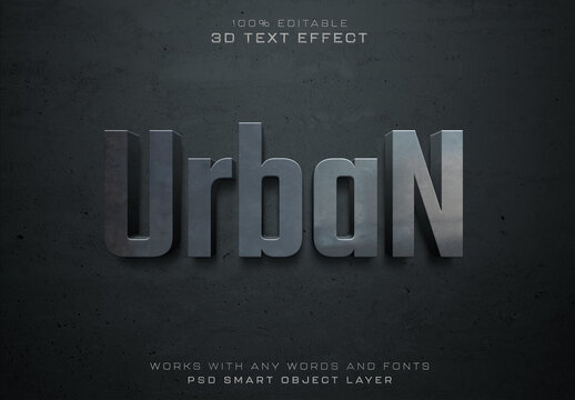 Text Effect Mockup 3D Urban Bold Style