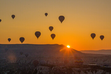 Sunrise view of Hot air balloons above Cappadocia, Turkey