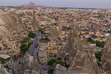 Aerial view of Goreme town in Cappadocia, Turkey