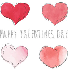 watercolor heart collection vector valentine's day edition