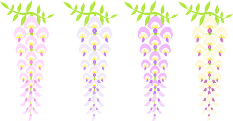 色とりどりの藤の花のイラスト