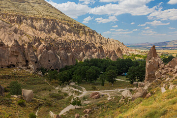 View of abandoned village Zelve, Cappadocia, Turkey