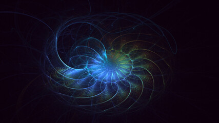 3D rendering abstract blue fractal light background