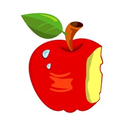 red bitten apple fruit illustration vector design