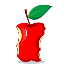 red bitten apple fruit illustration vector design