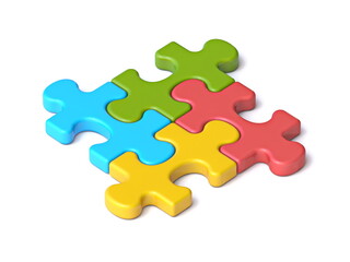Four puzzle pieces 3D