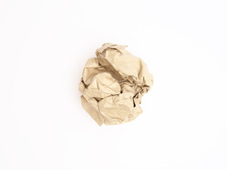 Crumpled paper ball isolated on white background