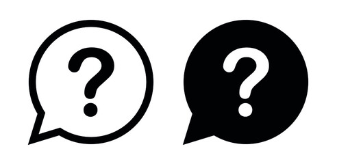 Question mark icon set. Bubble question icon, FAQ questions symbol. Vector illustration isolated on a white background.